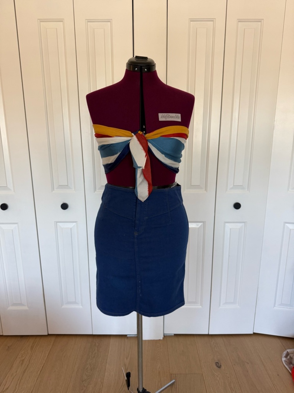 Blue Denim Vintage  Pencil Skirt